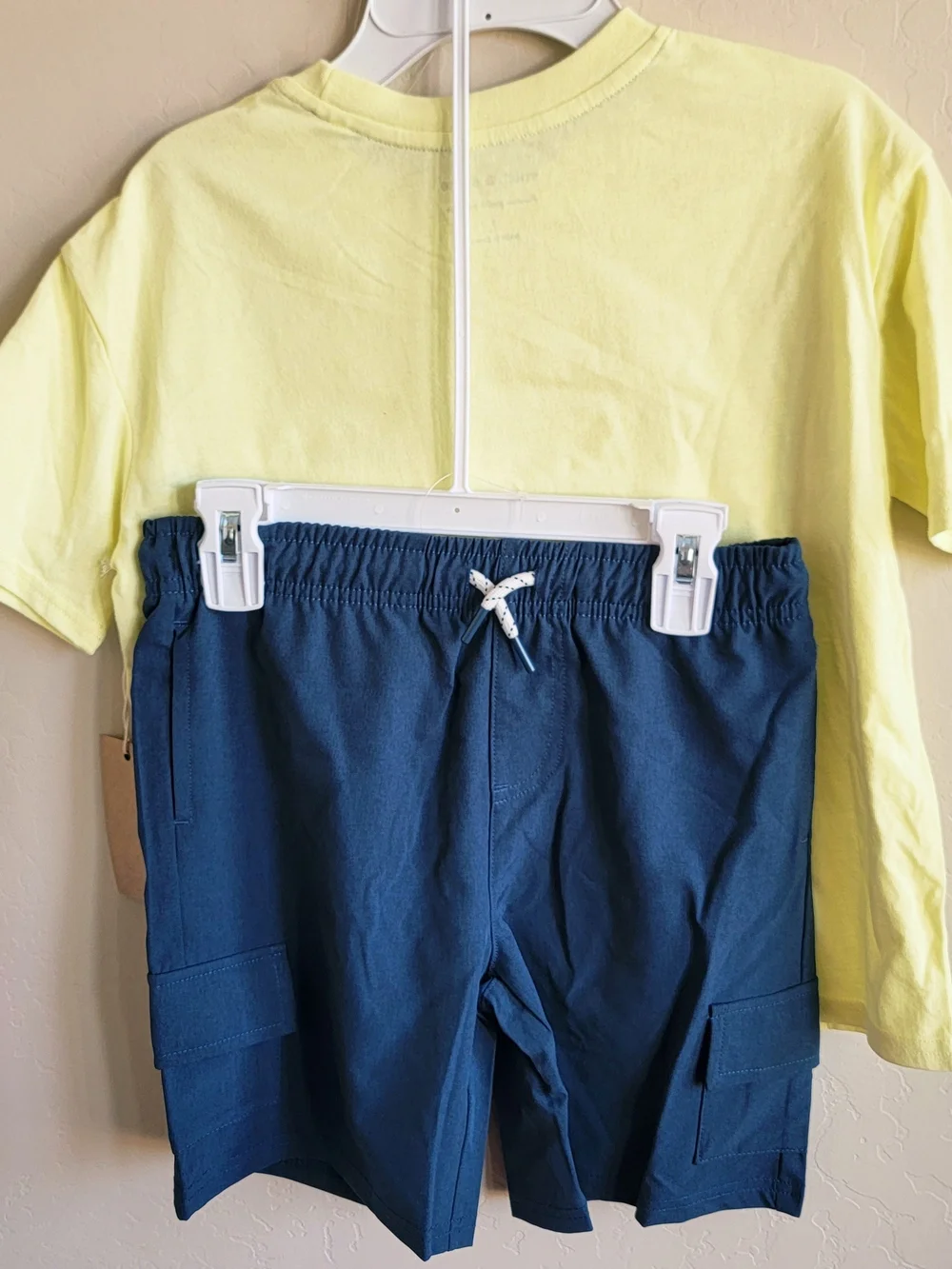 Kids' 2-Piece Light Yellow Graphic Tee with Surf Panels and Shorts Set